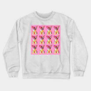 Cute Puppy Pattern pink bg Crewneck Sweatshirt